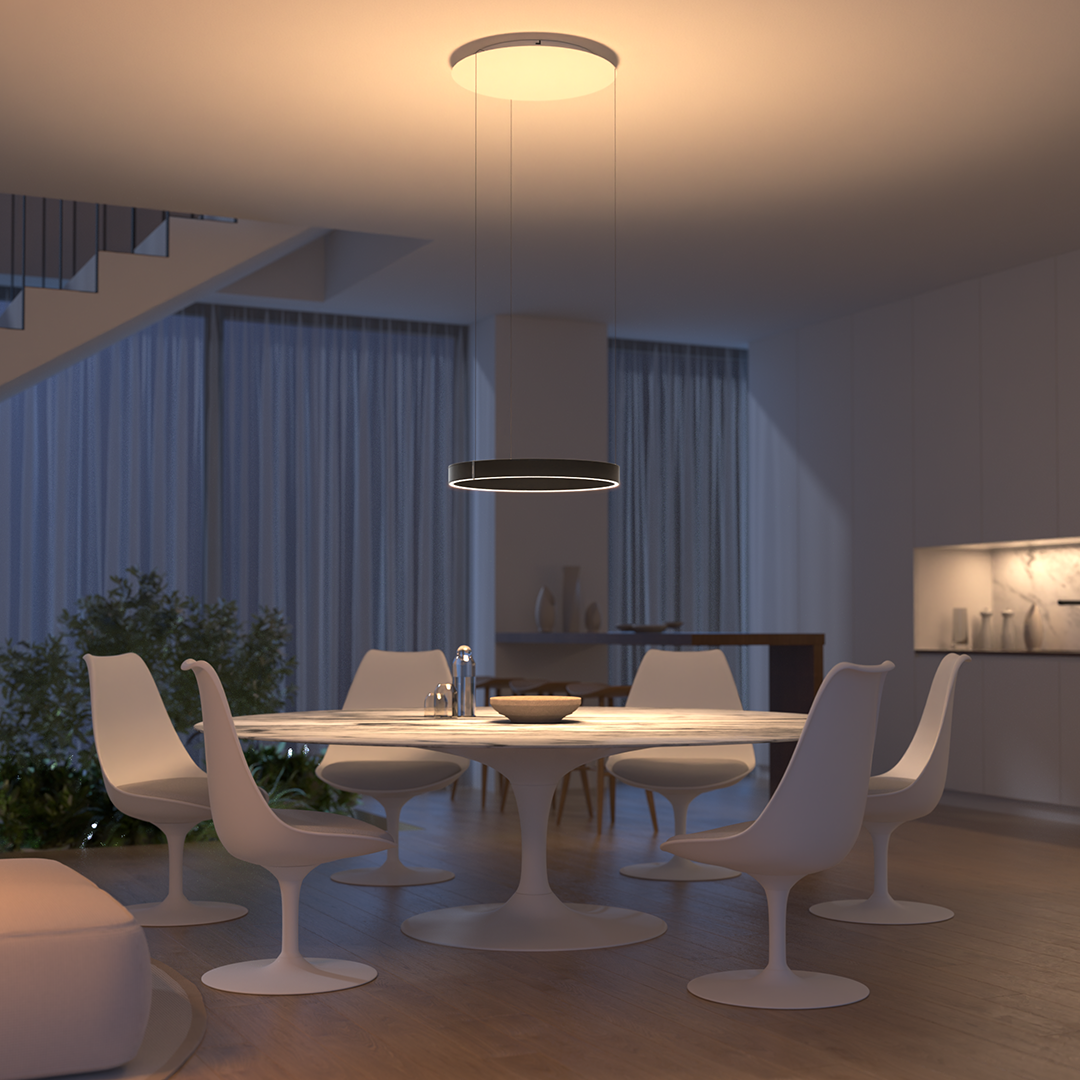 Schwarz Leder | einstellbare [Farbtemperatur]