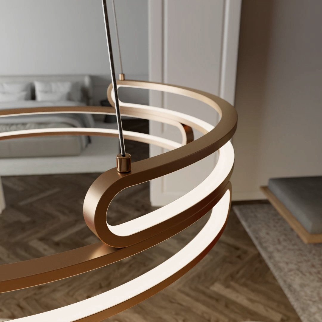 in Wohnzimmer – Metallisch-Gold/Schwarz Ideal Küche LED-Pendelleuchte Dimmbare - & Neona für