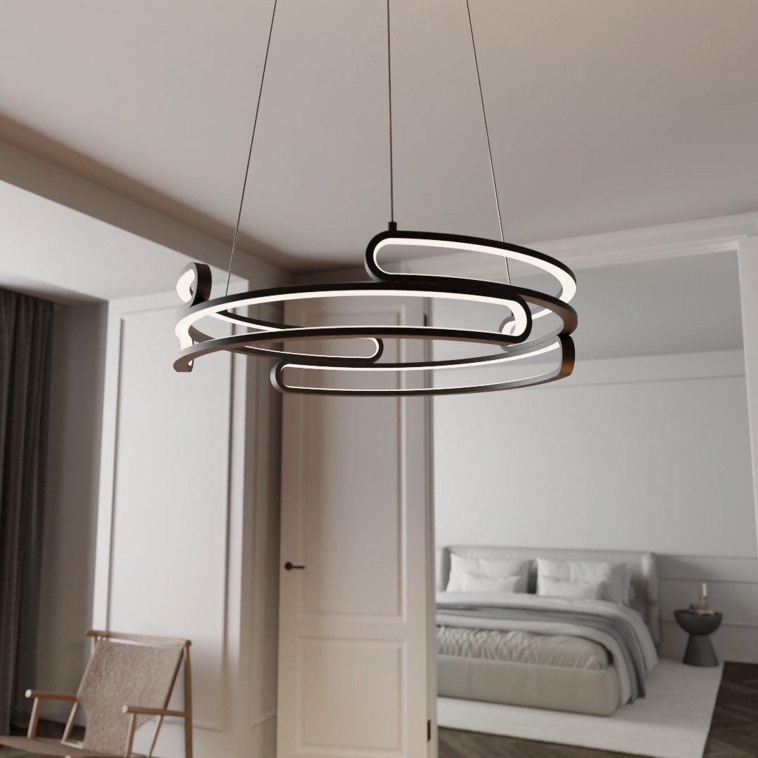 Ideal Küche LED-Pendelleuchte für Neona & Wohnzimmer - Metallisch-Gold/Schwarz Dimmbare – in