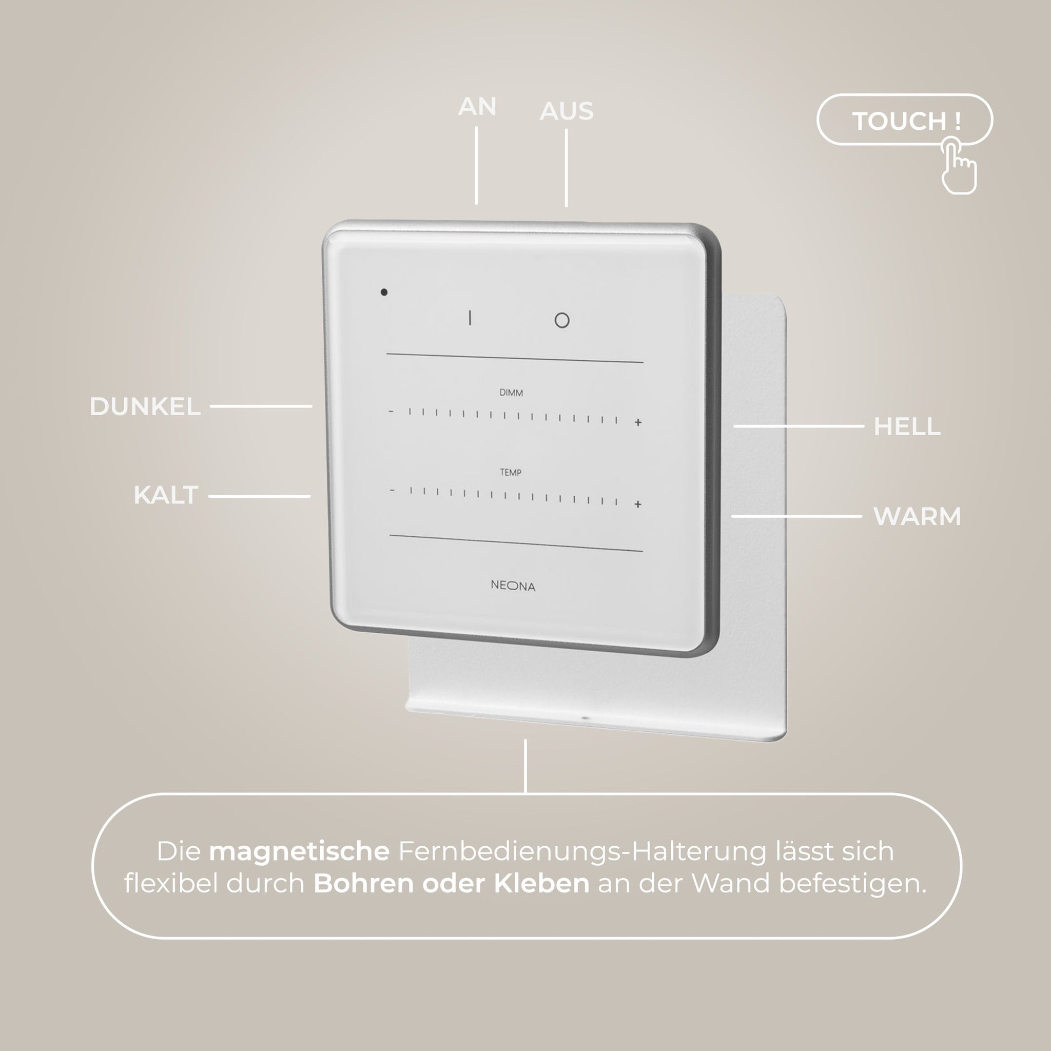 Schwarz | hochwertige Fernbedienung aus [Glas]
