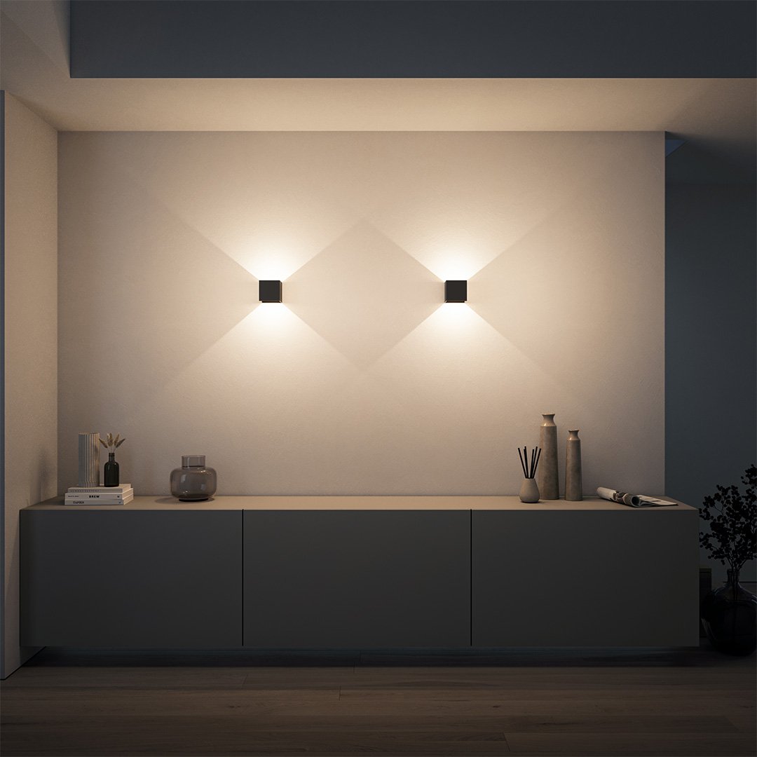 Schwarze LED Wandleuchte XENA für innen & außen