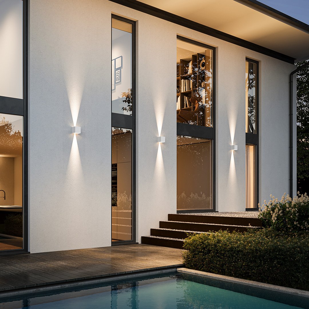 Weiß / Kabelanschluss | Perfekt für die [Montage an Außenwänden] IP54